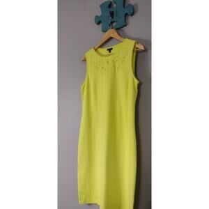Talbots Womens Sleeveless Knit Dress Size M Bright Spring Neon Yellow